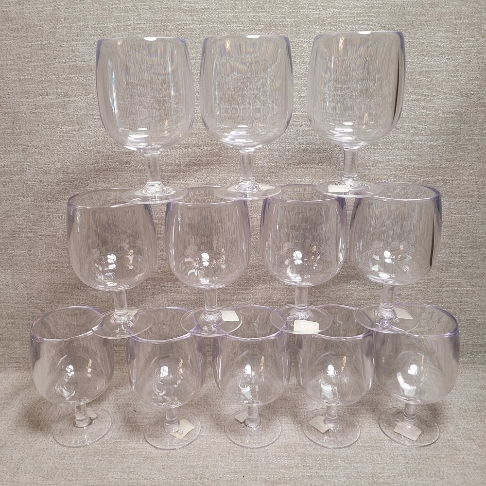 Crate & Barrel Acrylic Wine Glasses Set of 12 8oz Stackable 5" Plastic New w Tag